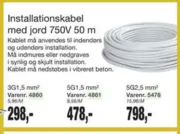 Harald Nyborg Installationskabel med jord 750V 50 m tilbud