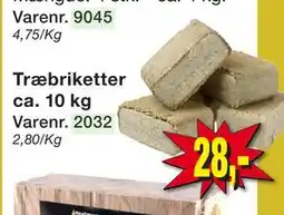 Harald Nyborg Træbriketter ca. 10 kg, DKK 28 tilbud