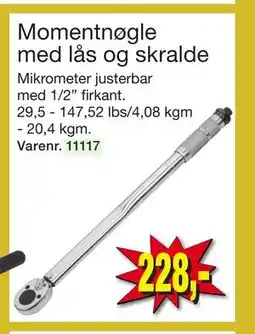 Harald Nyborg Momentnøgle med lås og skralde, DKK 228 tilbud