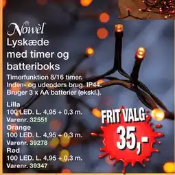 Harald Nyborg Lyskæde med timer og batteriboks, DKK 35 tilbud