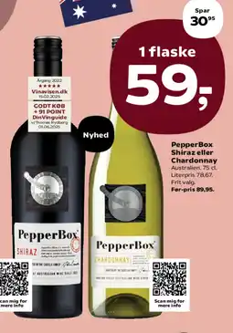 Kvickly PepperBox Shiraz eller Chardonnay tilbud