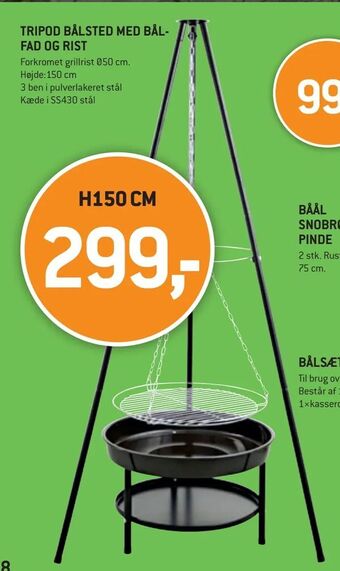 XL-BYG Tripod bålsted med bålfad og rist tilbud