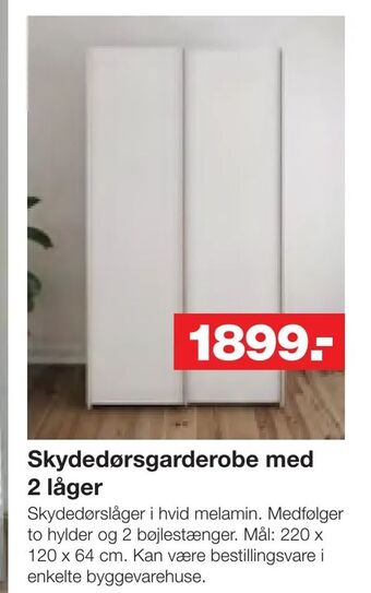 Bauhaus Skydedørsgarderobe med 2 låger tilbud