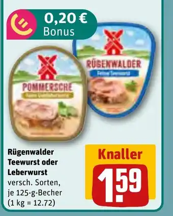 REWE DE Rügenwalder Teewurst oder Leberwurst tilbud