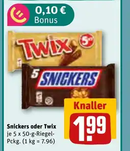 REWE DE Snickers oder Twix tilbud