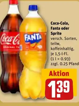 REWE DE Coca-Cola, Fanta oder Sprite tilbud