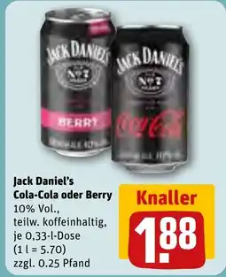 REWE DE JACK DANIEL"S Cola-Cola oder Berry tilbud