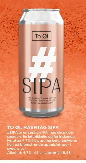 TO ØL HASHTAG SIPA, DKK 100