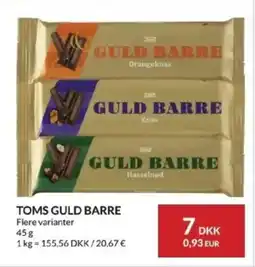 Nielsen's Discount Toms guld barre flere varianter tilbud