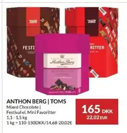 Nielsen's Discount Anthon berg | toms mixed chocolate | festival el. mini favoritter tilbud