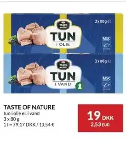 Nielsen's Discount Taste of nature tun i olie el. i vand tilbud