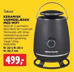 jem & fix KERAMISK VARMEBLÆSER MED WIFI, DKK 499 tilbud