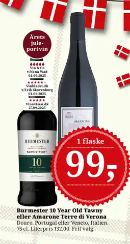 Dagli'Brugsen Burmester 10 Year Old Tawny eller Amarone Terre di Verona tilbud