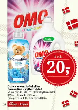 Dagli'Brugsen OMO vaskemiddel eller Bamseline skyllemiddel tilbud