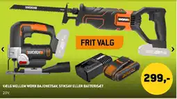 XL-BYG Vælg mellem Worx bajonetsav, stiksav eller batterisæt tilbud