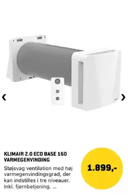 XL-BYG Klimair 2.0 Eco base 160 varmegenvinding tilbud
