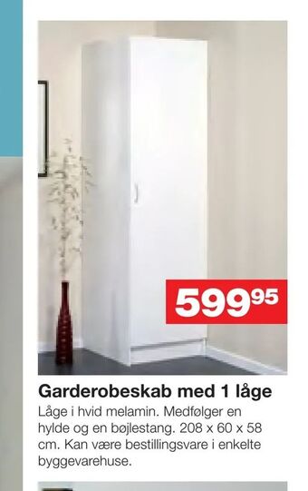Bauhaus Garderobeskab med 1 låge tilbud