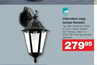 Bauhaus Udendørs væg lampe Navedo tilbud