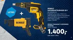Davidsen Dewalt gipsskruetrækker 18 v dcf620n-xj + dewalt magasin t/gipsskrue- maskine varenr. 2109570. tilbud
