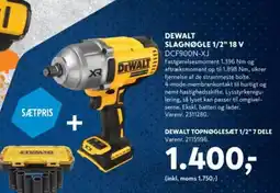 Davidsen Dewalt slagnøgle 1/2" 18 v dcf900n-xj + dewalt topnøglesæt 1/2" 7 dele varenr. 2115996. tilbud