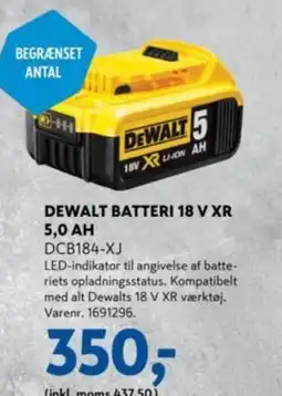 Davidsen Dewalt batteri 18 v xr 5,0 ah dcb184-xj tilbud
