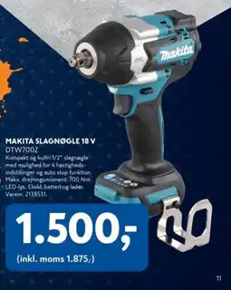 Davidsen Makita slagnøgle 18 v dtw700z tilbud