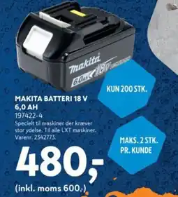 Davidsen Makita batteri 18 v 6,0 ah 197422-4 tilbud