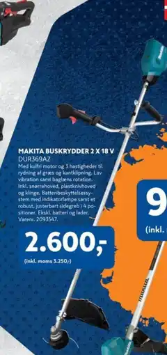 Davidsen Makita buskrydder 2 x 18 v dur369az tilbud