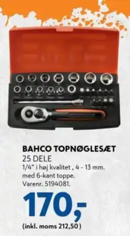Davidsen Bahco topnøglesæt 25 dele tilbud