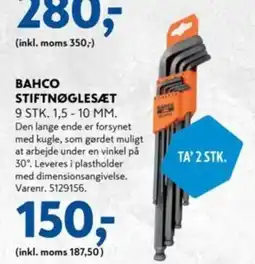 Davidsen Bahco stiftnøglesæt tilbud