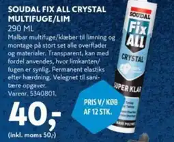 Davidsen Soudal fix all crystal multifuge/lim tilbud