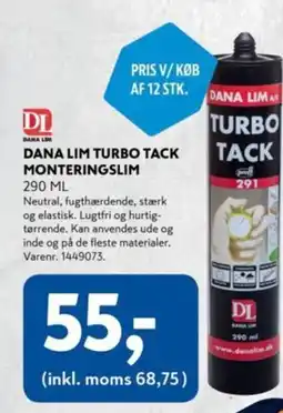 Davidsen Dana lima turbo tack monteringslim tilbud