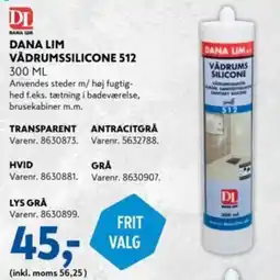 Davidsen Dana lim vådrumssilicone 512 tilbud
