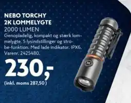Davidsen Nebo torchy 2k lommelygte 2000 lumen tilbud