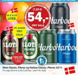 Købmandsgården Slots Classic, Pilsner og Harboe Classic, Pilsner, DKK 54 tilbud