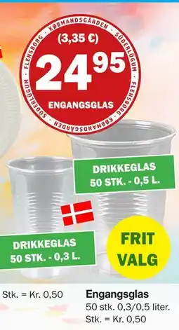 Købmandsgården Engangsglas, DKK 24.95 tilbud