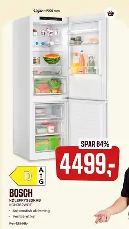 Skousen BOSCH KØLEFRYSESKAB, DKK 4499 tilbud