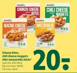 Coop 365 Cheese bites, chili cheese nuggets eller mozzarella sticks tilbud