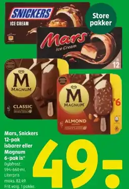 Coop 365 Mars, Snickers 12-pak isbarer eller Magnum 6-pak is tilbud