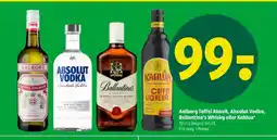 Coop 365 Aalborg Taffel Akavit, Absolut Vodka, Ballantine's Whisky eller Kahlua tilbud