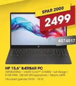 Punkt1 Hp 15,6" bærbar pc tilbud