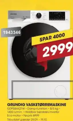 Punkt1 Grundig vasketørremaskine tilbud