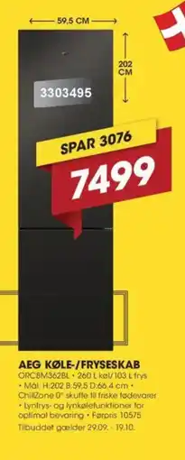 Punkt1 Aeg køle-/fryseskab tilbud