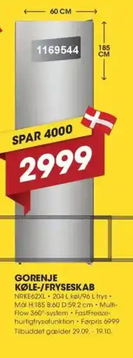 Punkt1 Gorenje køle-/fryseskab tilbud