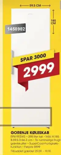 Punkt1 Gorenje køleskab tilbud