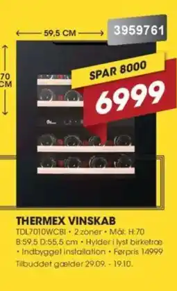 Punkt1 Thermex vinskab tilbud