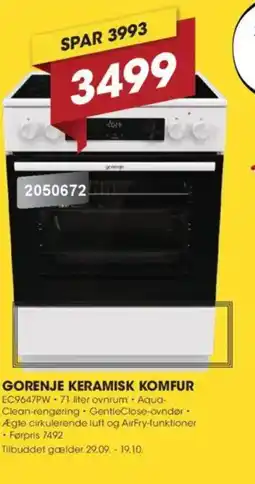 Punkt1 Gorenje keramisk komfur tilbud