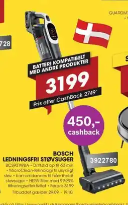 Punkt1 Bosch ledningsfri støvsuger tilbud