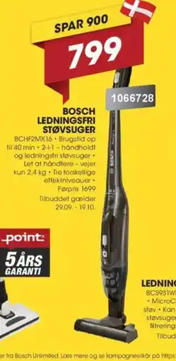 Punkt1 Bosch ledningsfri støvsuger tilbud