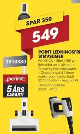 Punkt1 Point ledningsfri støvsuger tilbud